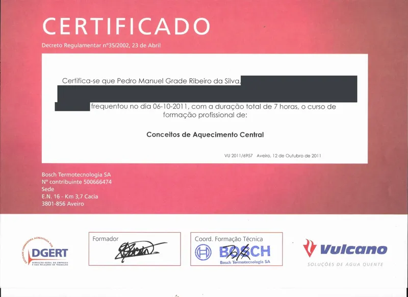 Conceitos de Aquecimento Central, Bosch Termotecnologia (Vulcano), 2011