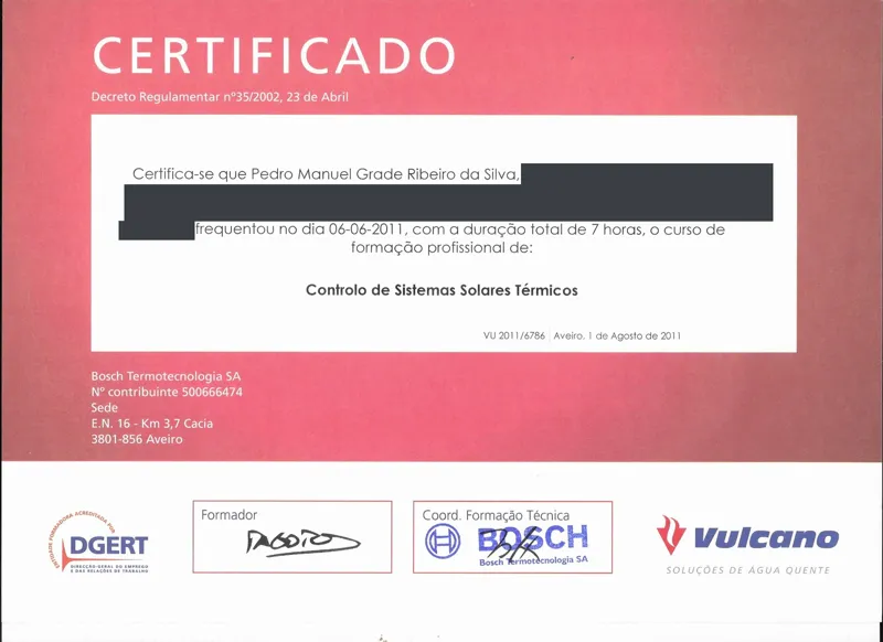 Controlo de Sistemas Solares Térmicos, Bosch Termotecnologia (Vulcano)