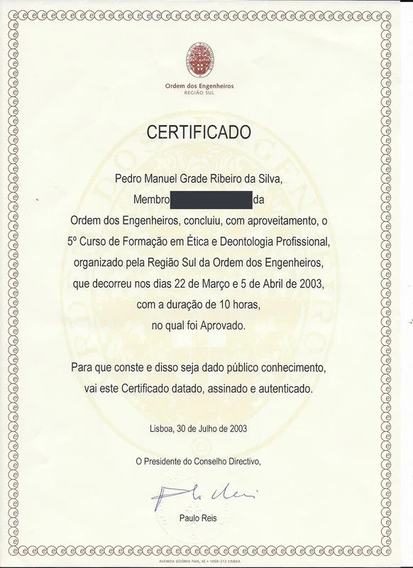 Ética e Deontologia Profissional, Ordem dos Engenheiros, Região Sul