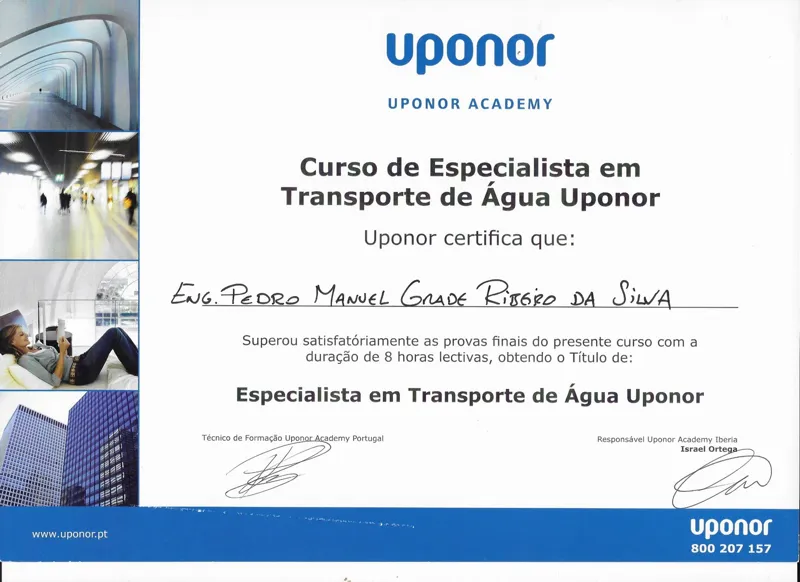 Especialista em Transporte de Água, Uponor Academy, sem data